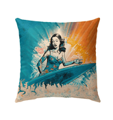 Surfing Serenity Outdoor Pillow Find Peace In Coastal Beauty - Beyond T-shirts